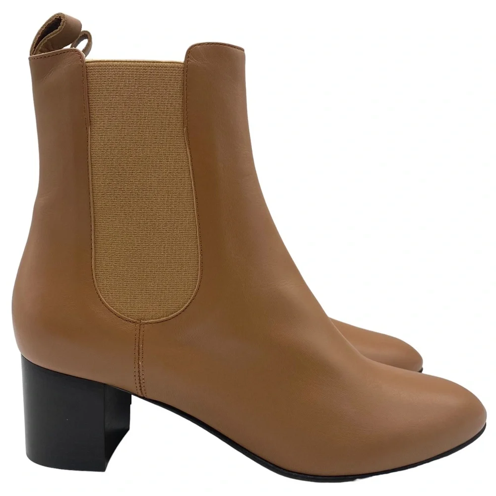 Kahmune Women's Boots Mila Nappa Leather Ankle Heeled Chelsea Neutral Winter NEW - Picture 2 of 11